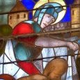 Mayrac : vitrail Saint-Martin (détail)
